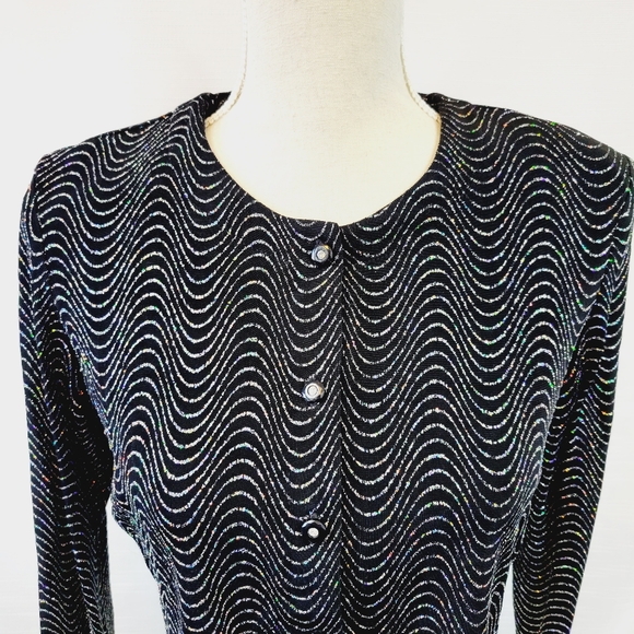 Vintage Black Shimmer Crop Cardigan - Picture 3 of 8